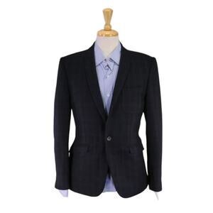 Spencer Hart Savile Row Slim Fit Navy Blue Wool Flannel Duke Blazer 38S